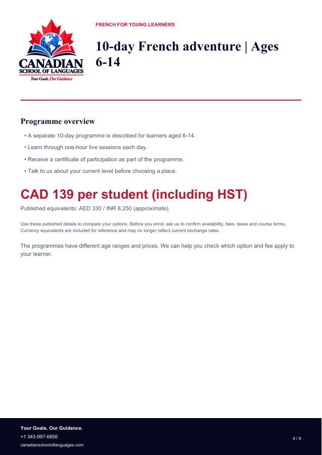 Programmes and immigration services: page 4