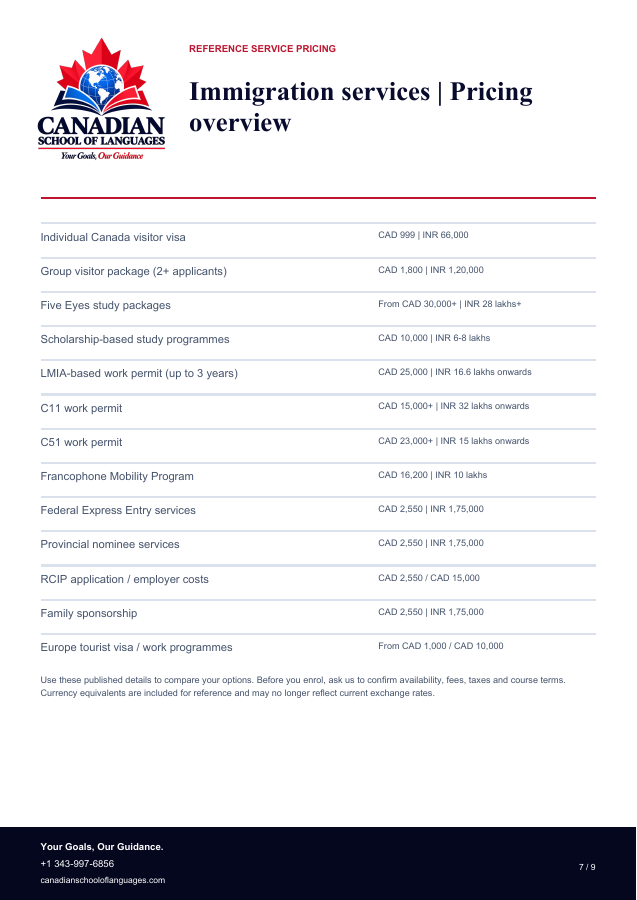Programmes and immigration services: page 7