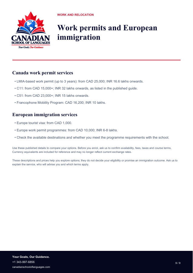Programmes and immigration services: page 9