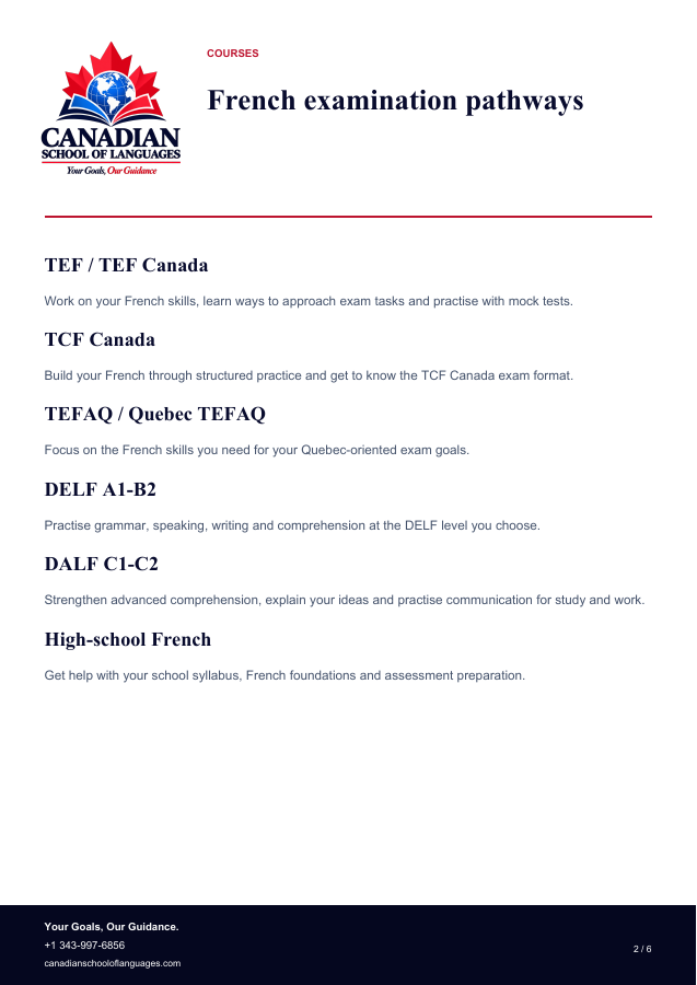 French courses and reference pricing: page 2