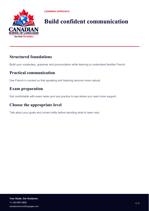 French courses and reference pricing: page 4