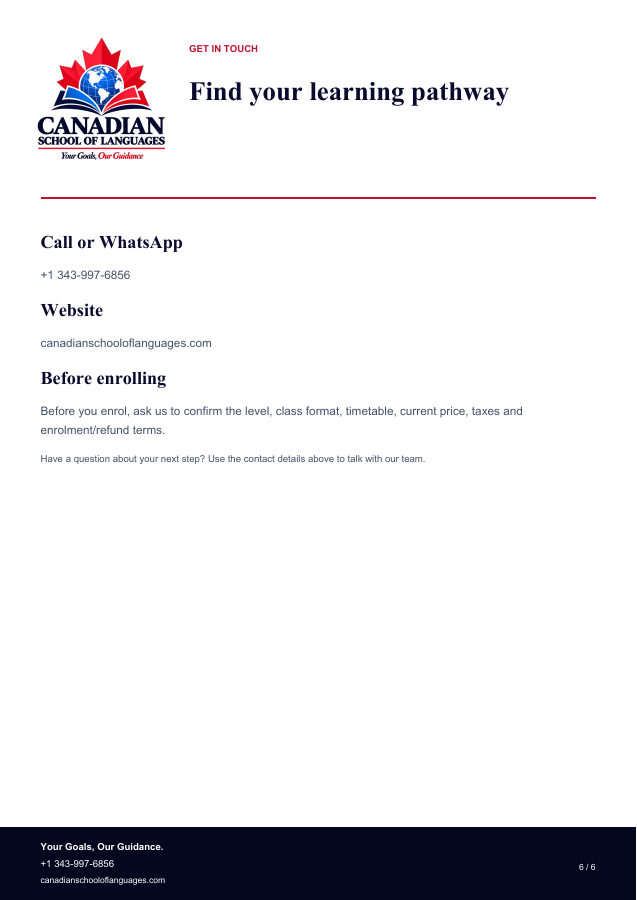 French courses and reference pricing: page 6